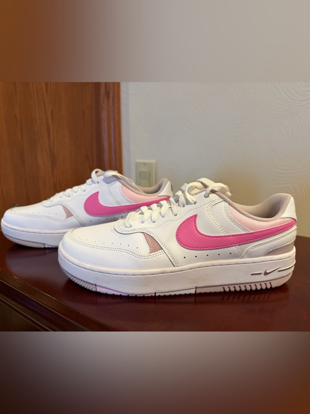 Nike Airforce One Sneakers with Pink Swoosh